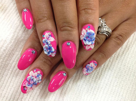 pink-with-flowers-nail-art