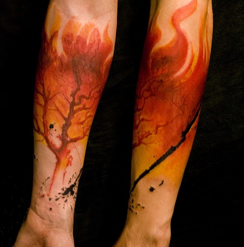 tree-on-fire-tattoo-design