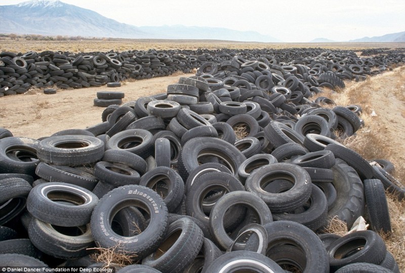 A landfill for worn-out tires in the desert of Nevada.
