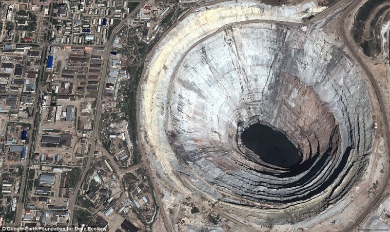The Mir Mine in Russia, the largest diamond mine in the world.
