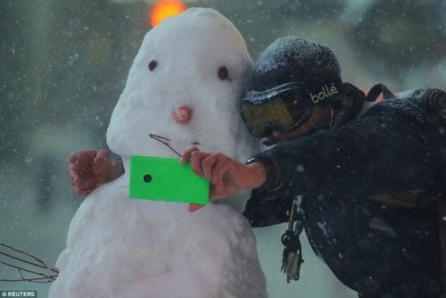 Други се радваха на снега в Ню Йорк. 