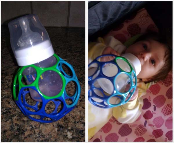 Направете лесна дръжка за шишето с мляко, за да може бебето да се храни само.