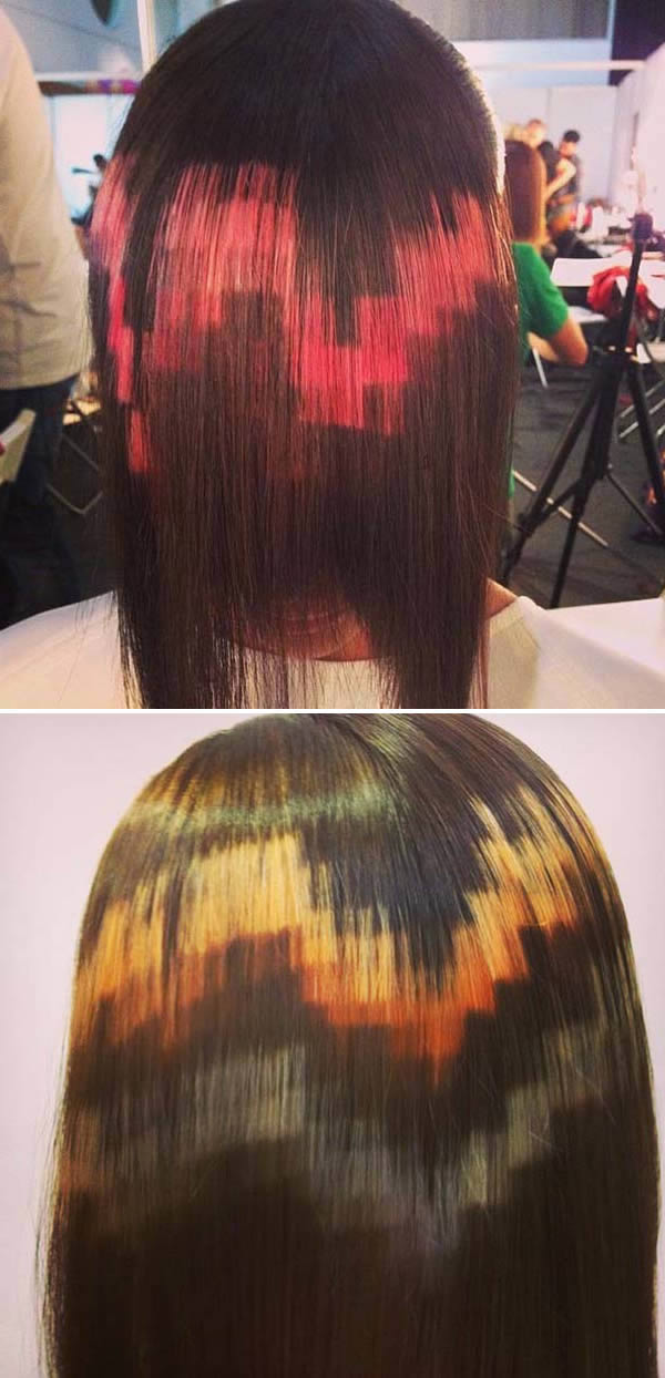 Коса боядисана на пиксели 
